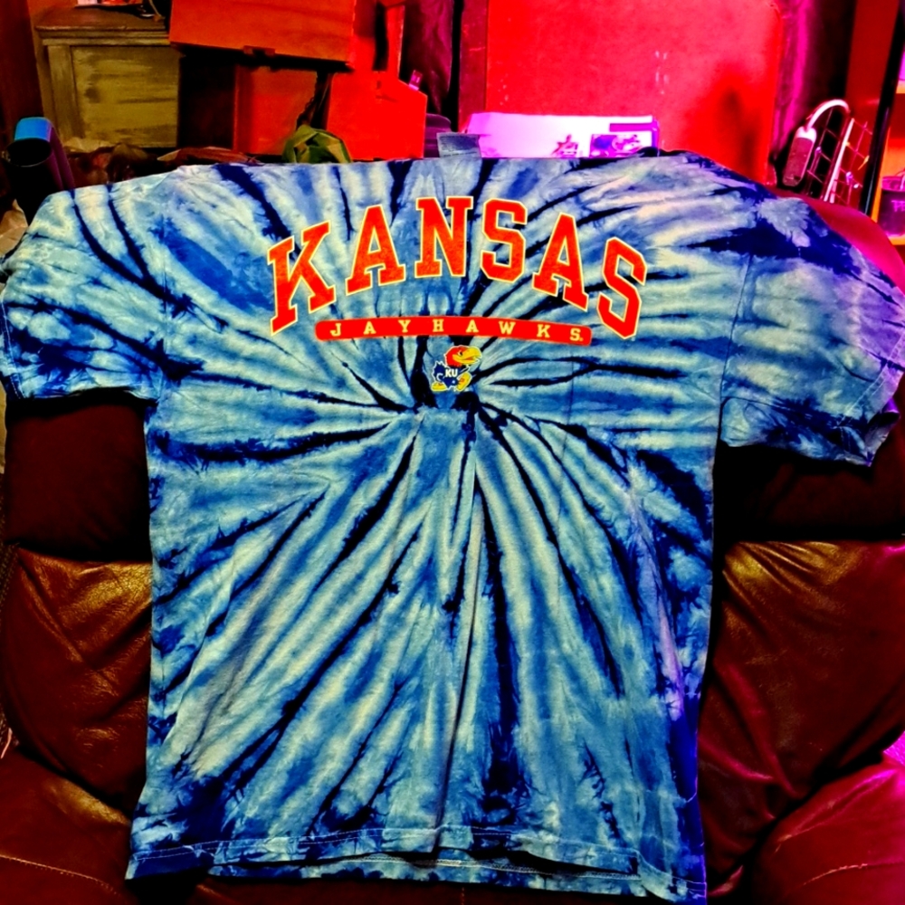 Vintage kansas Jayhawks tie died t shirt. RN #15763